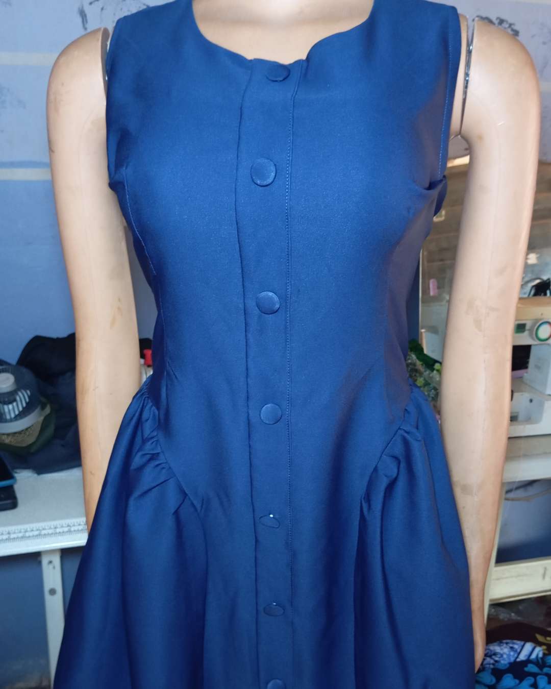 Navy Blue Sleeveless Short Dress