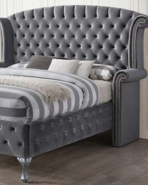 Grey Tufted Upholstered Bed