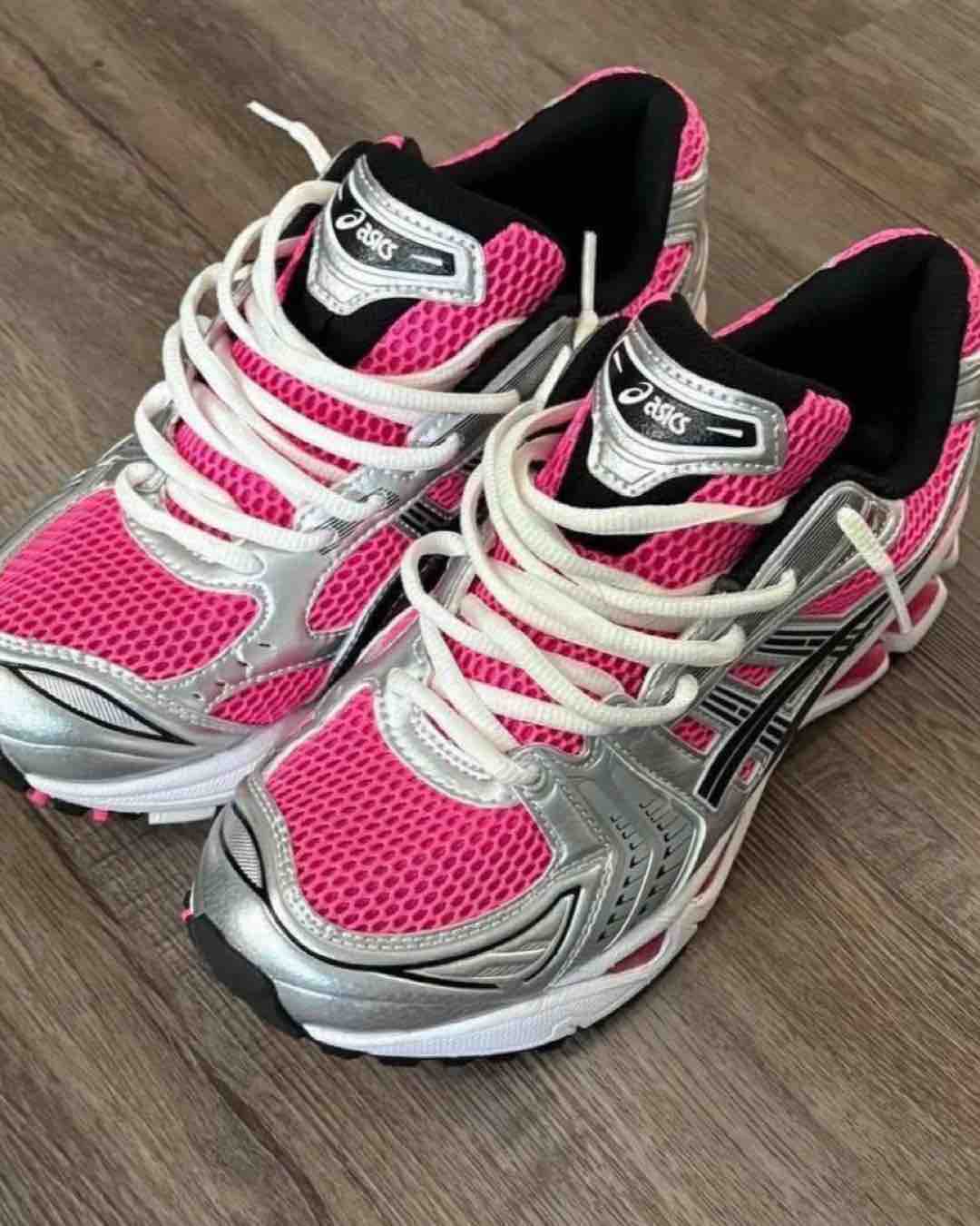 ASICS Pink and Silver Running Shoes