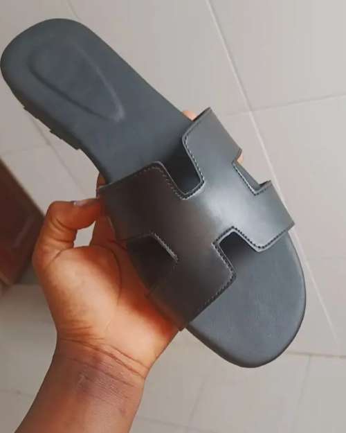 Black H-Strap Slide Sandals