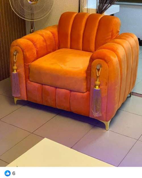 Orange Velvet Armchair