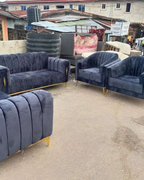 Navy Blue Velvet Sofa Set