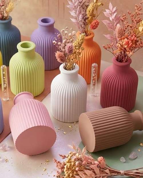 Ribbed Decorative Vases
