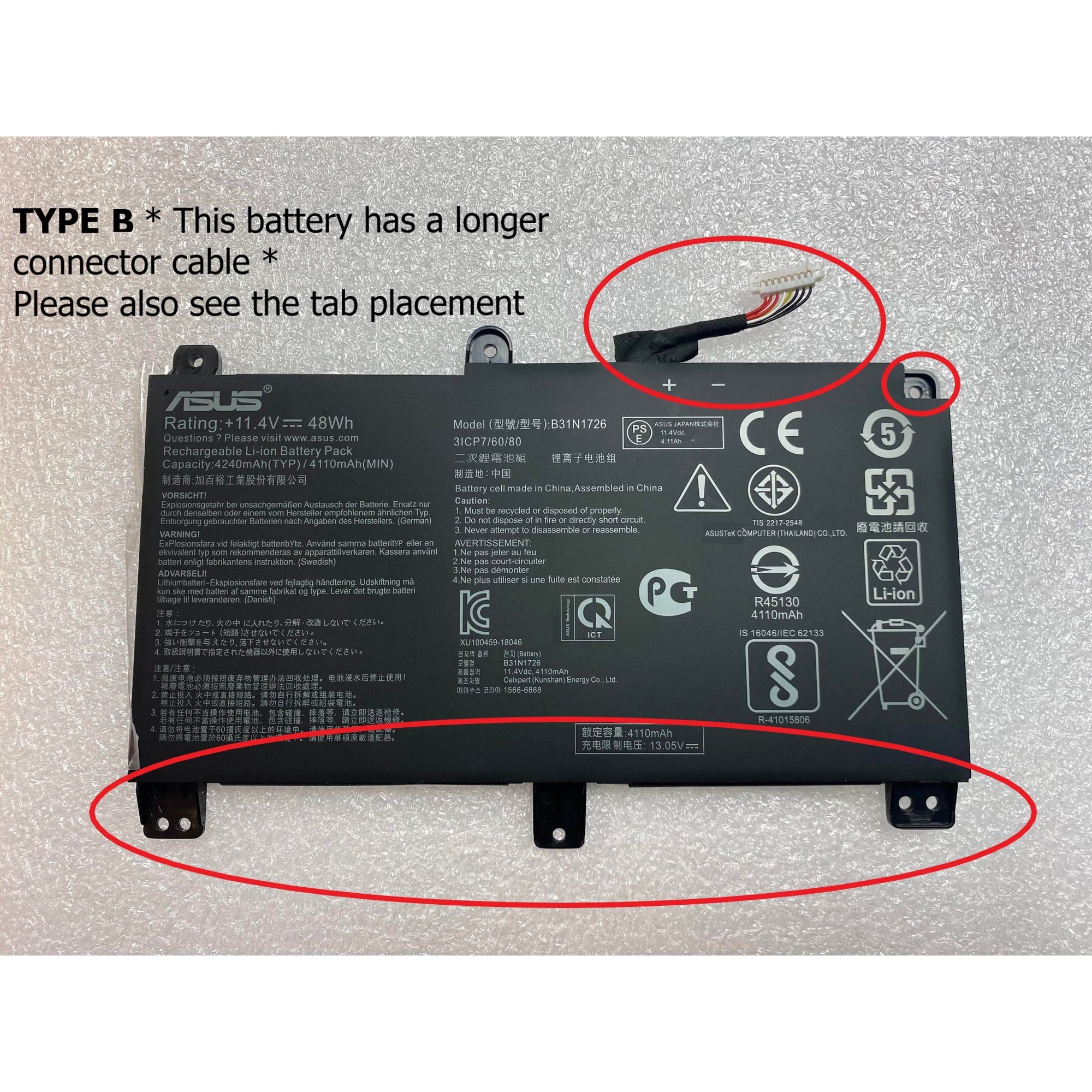 B31N1726 Laptop Battery for ASUS ROG Strix G531 G531GT G15 G512 Series