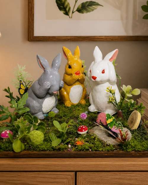 Three Wise Bunnies Decorative Set