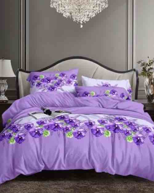 Purple Floral Duvet Cover Set with Pillowcases