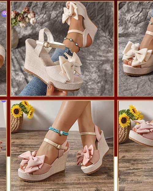 Bow-Knot Wedge Sandals