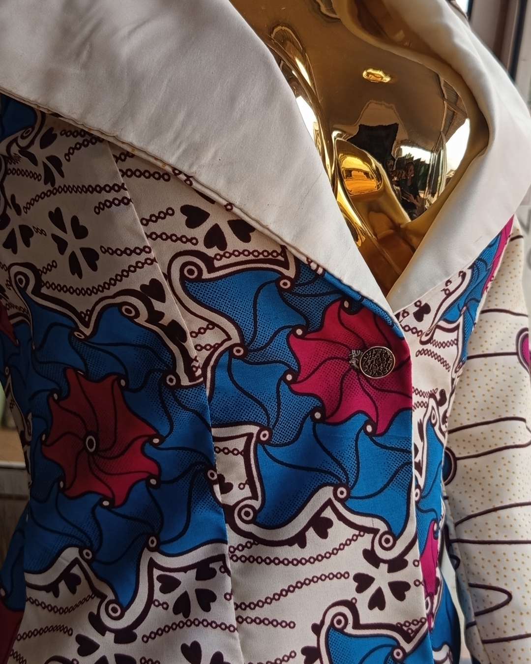 Ankara Print Blazer with Satin Lapel