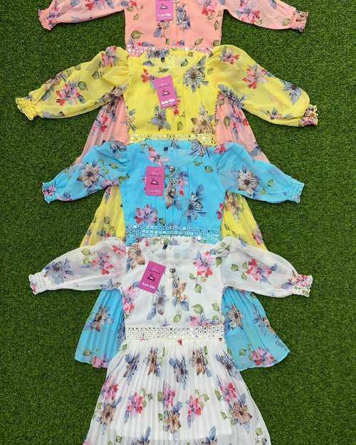 Children's Floral Long-Sleeve Gowns