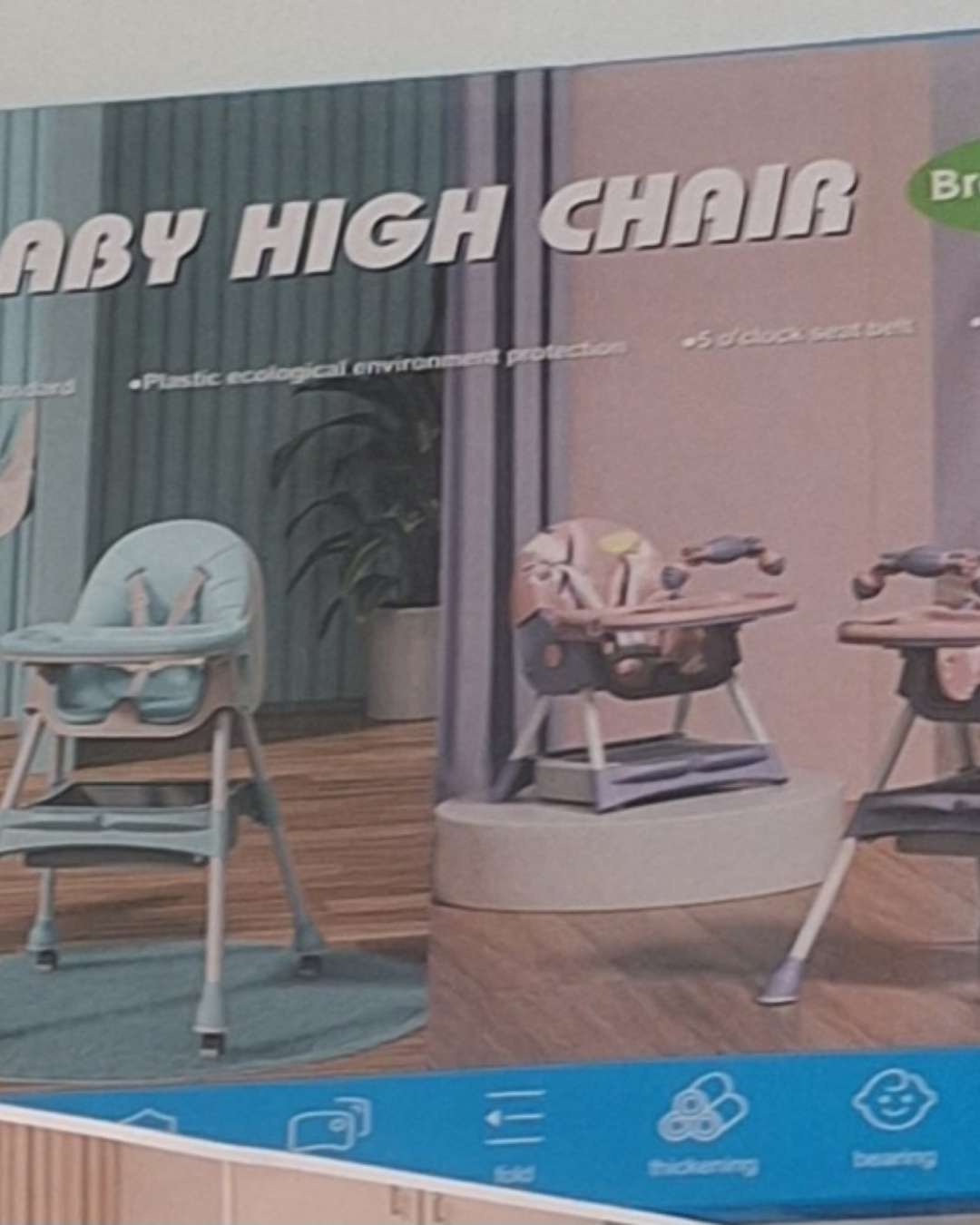 Folding Baby High Chair with 5-Point Harness