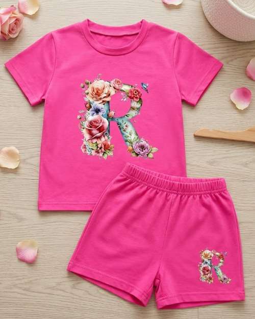 Kids' Floral Monogram T-shirt and Shorts Set