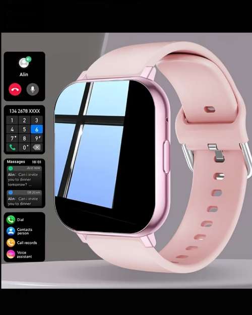 Pink Smartwatch with Silicone Band