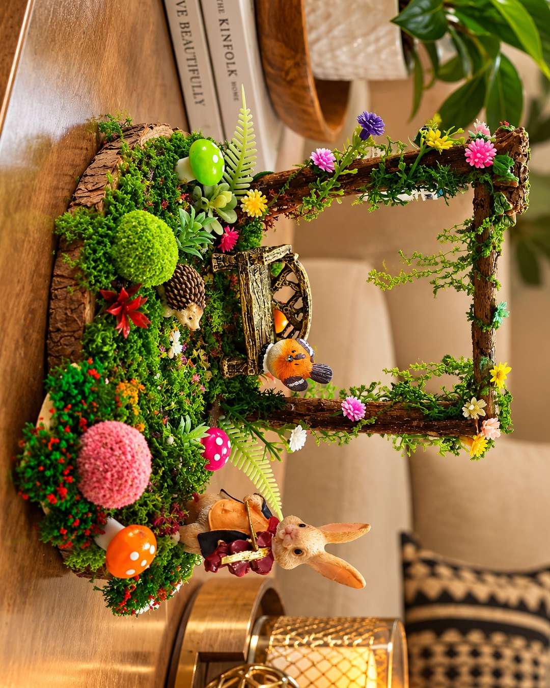 Miniature Forest Scene with Bunny and Bird