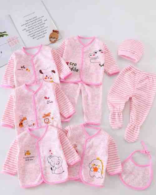 Newborn Pink Striped Baby Clothes Set