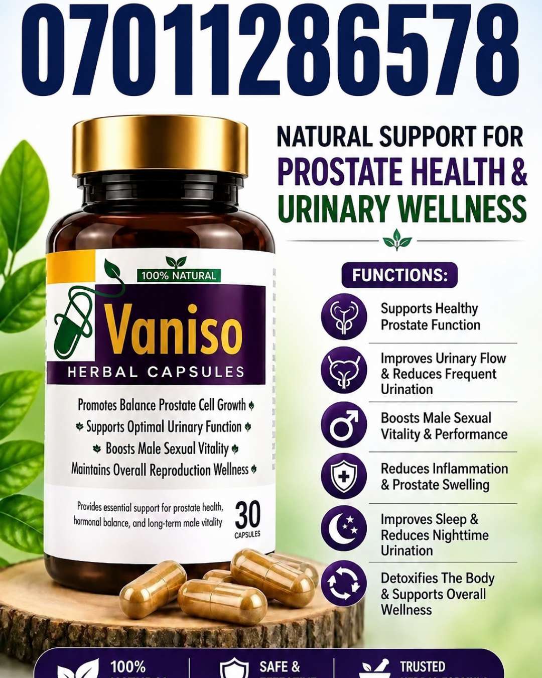 Vaniso Herbal Capsules for Prostate Health