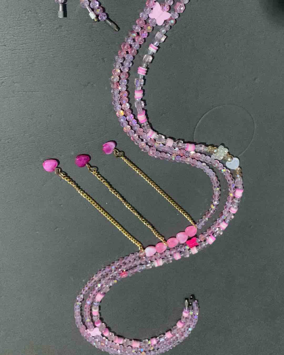 Pink Waist Beads with Chain