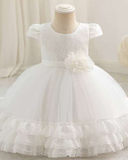 Baby White Lace Tulle Gown