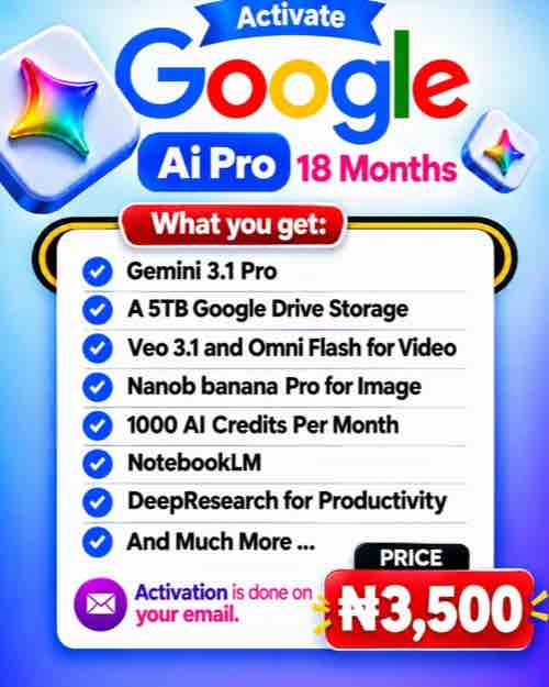 Google AI Pro (Google Flow AI) - 18 Months Subscription