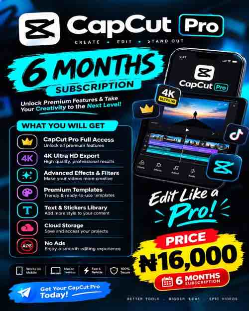 CapCut Pro 6-Month Subscription