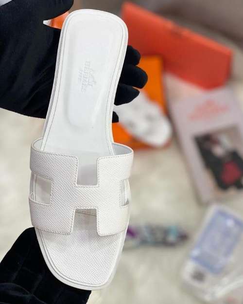 Women's White H-Strap Slide Sandals