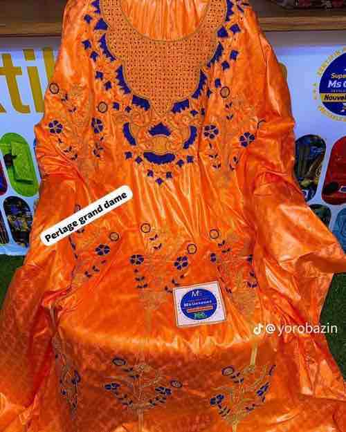 Orange and Blue Embroidered Kaftan
