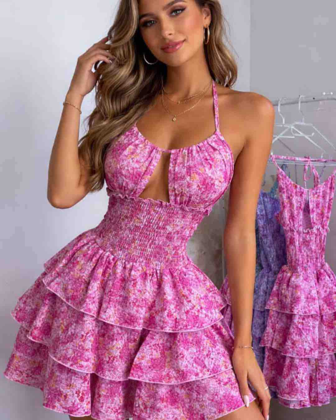 Floral Tiered Mini Dress