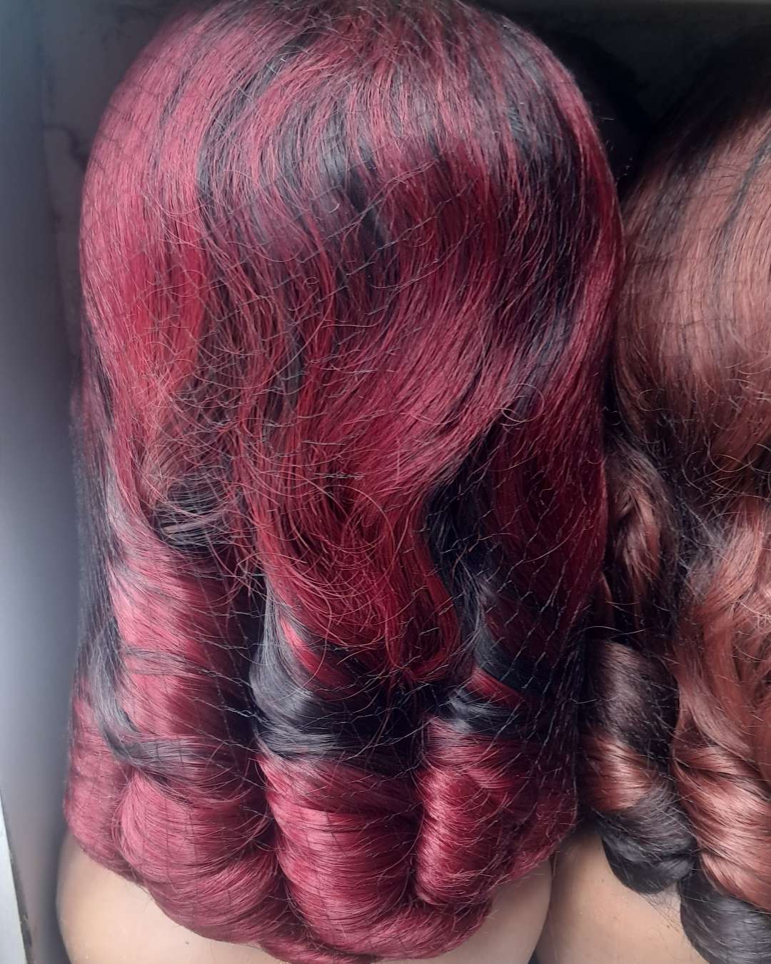 20-inch Red and Black Blend Wig