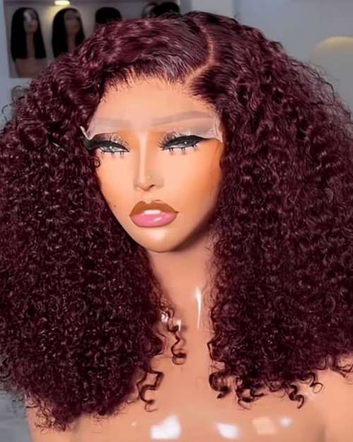 BURGUNDY  PIXIE CURLS 5by5 closure unit