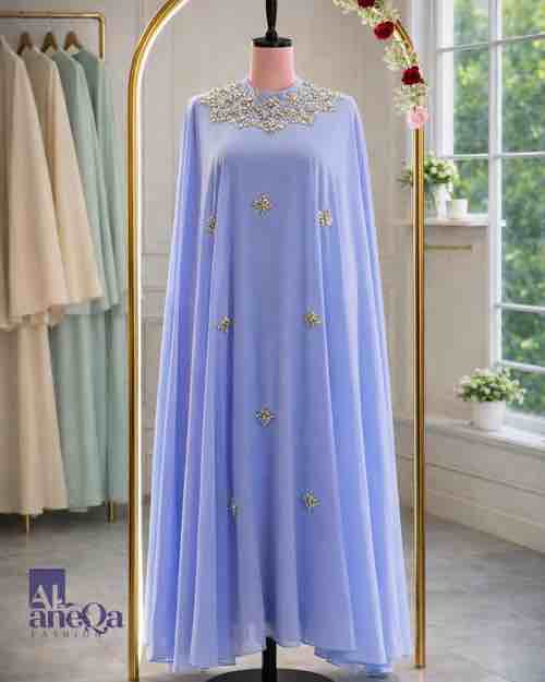 Anise Chiffon Cape Dress