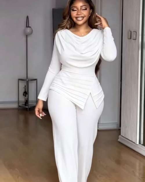Women's White Long Sleeve Jumpsuit