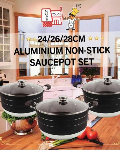 Home Touch 3-Piece Aluminum Non-Stick Saucepot Set