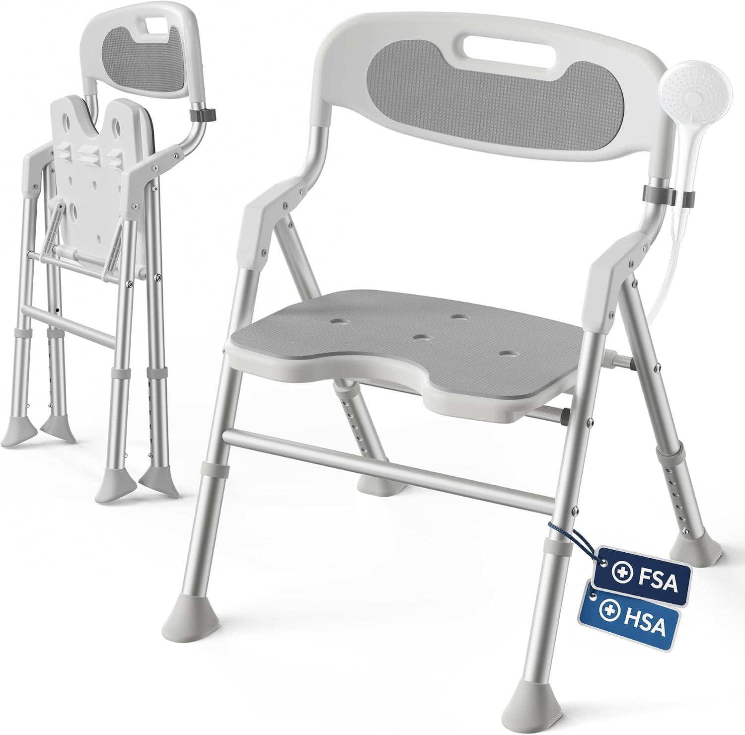Foldable Shower Chair with Backrest