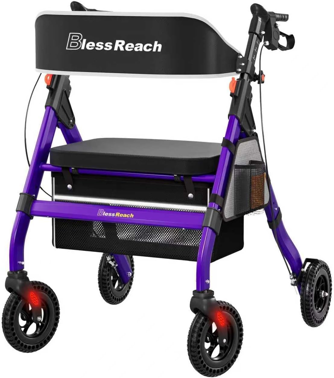 BlessReach Foldable Heavy-Duty Rollator Walker with Seat