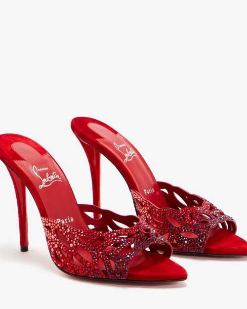 Red Embellished High-Heel Sandals