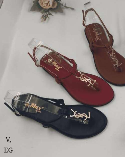 Women's Flat Sandals with YSL-style Logo