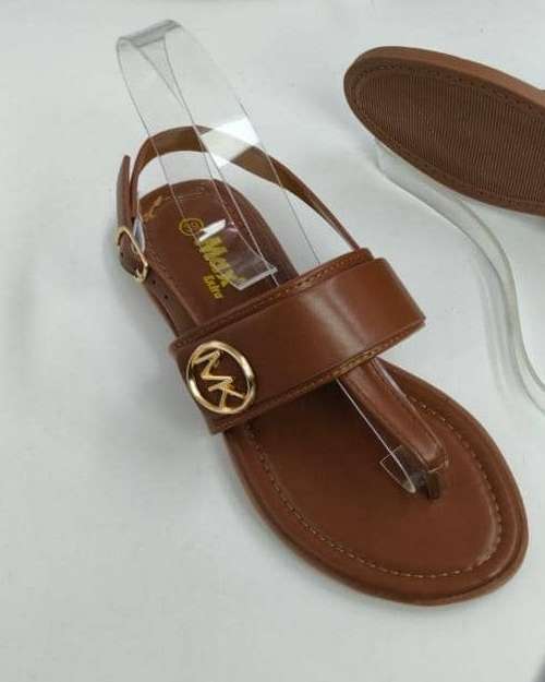 Brown Thong Sandals with MK Logo