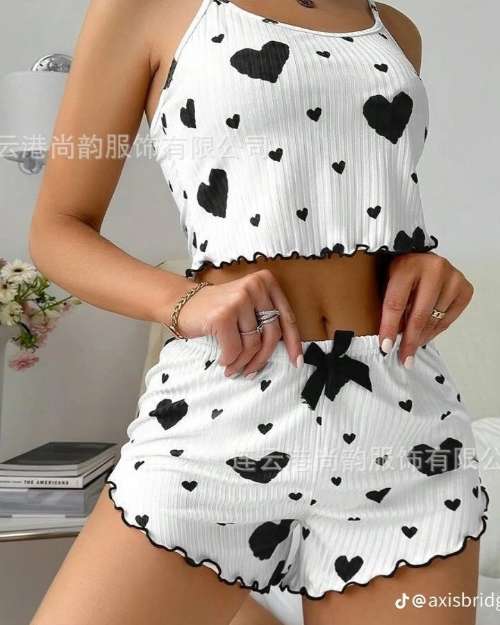 Heart Print 2-Piece Nightwear Set