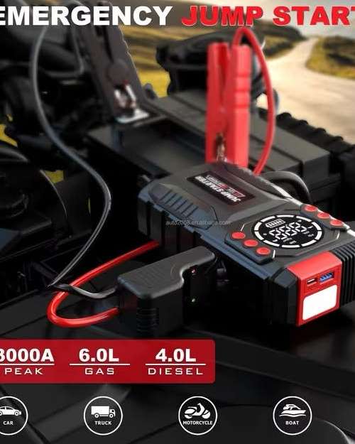 Emergency Jump Starter with Air Compressor and Power Bank