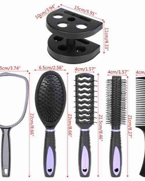 5-in-1 Hair Brush and Comb Set with Mirror and Stand