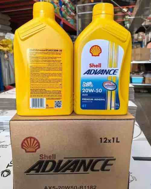 Shell Advance 4T AX5 20W-50 Premium Mineral Motorcycle Engine Oil, 1L (Case of 12)