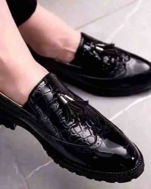 Men's Black Patent Leather Loafers
