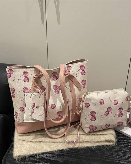 Cherry Print 3-in-1 Tote Bag Set