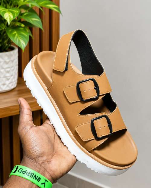 Brown Buckle Strap Sandals