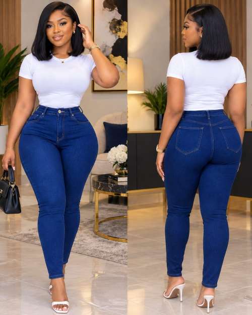 Women's White Top and Blue Jeans Set