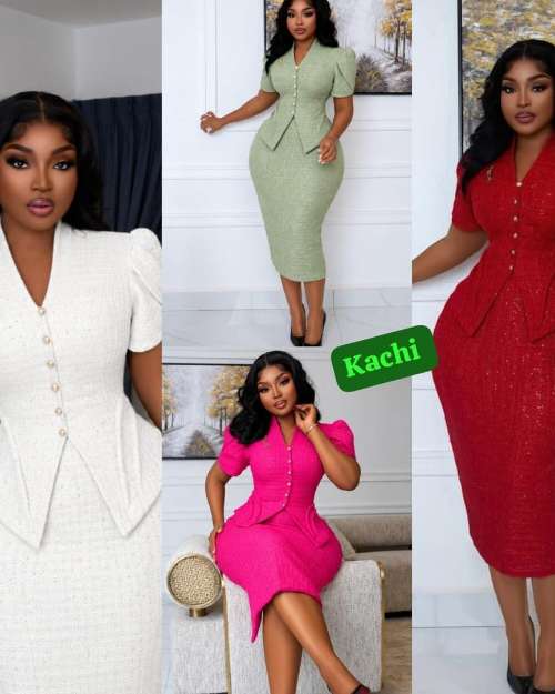 Women's Short Sleeve Peplum Top & Skirt Set