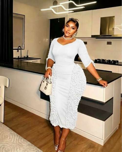 White Ruffled Midi Dress