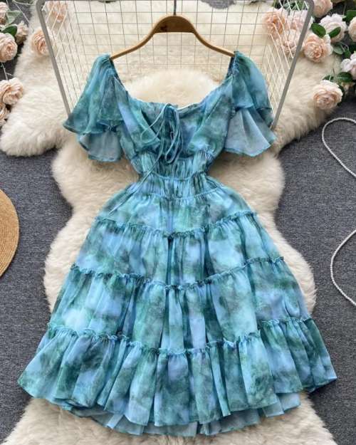 Women's Tie-Front Ruffle Mini Dress