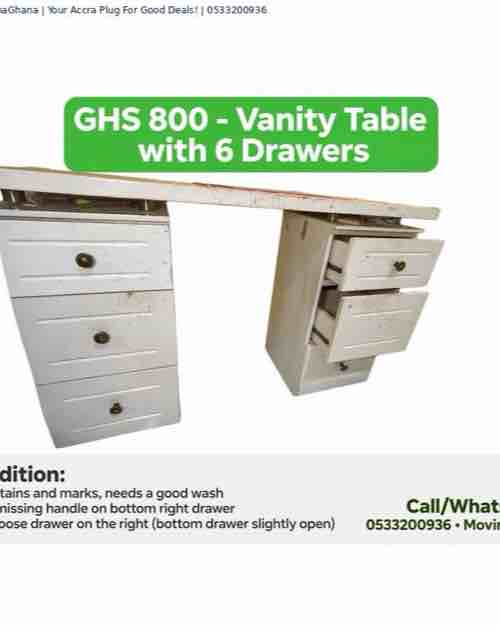 White Vanity Desk with 6 Drawers