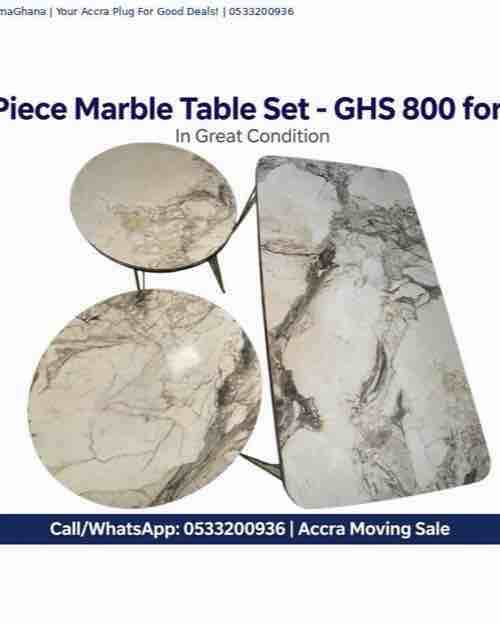 3-Piece Marble Table and Coffee Table Set