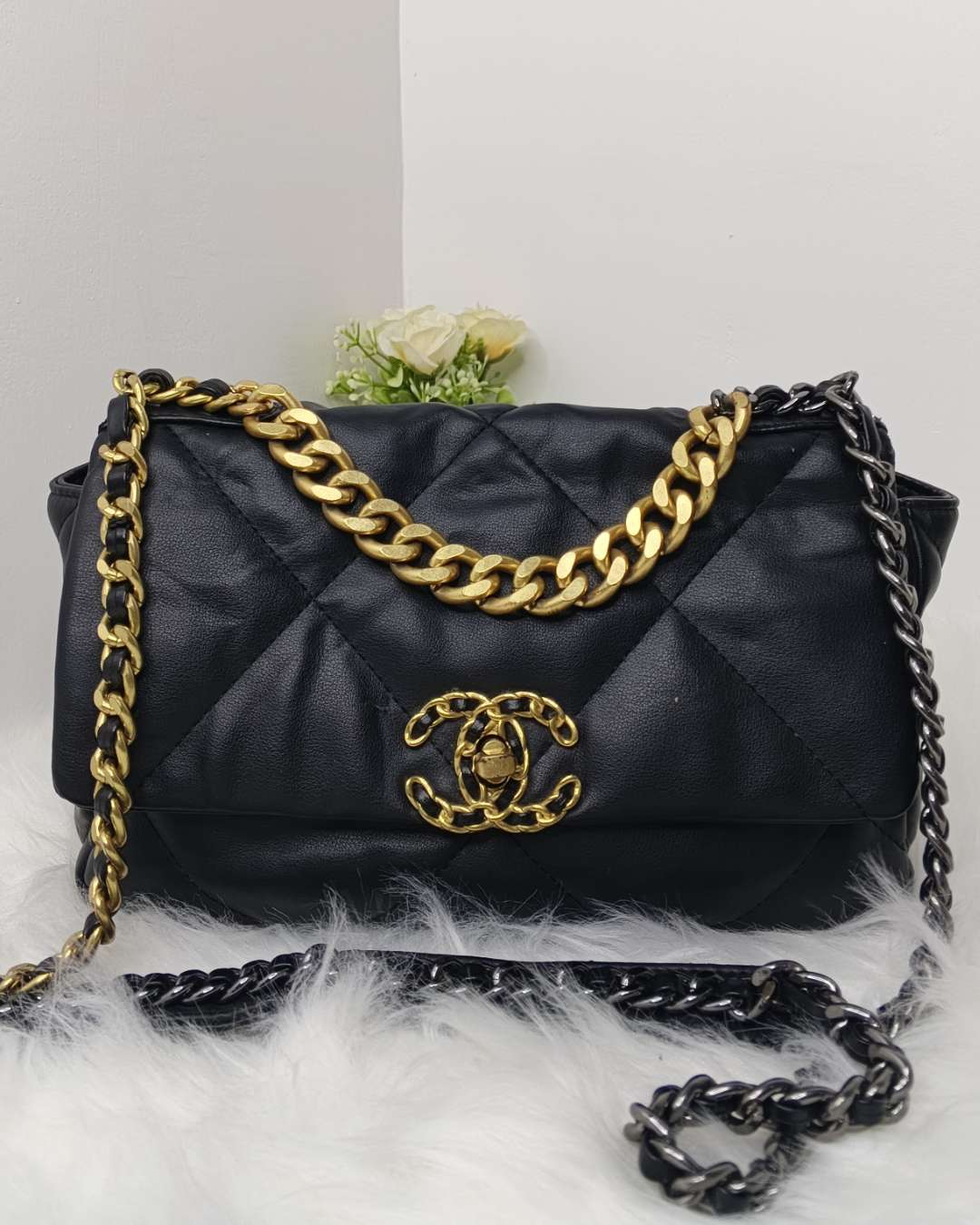Quilted Shoulder Bag with Chain Strap